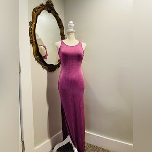 Beginning Boutique The Palms Slinky Cutout 
Back Midi Purple Dress